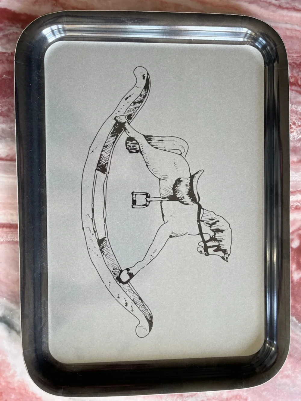 IKEA vintage rocking horse grey black small Tray